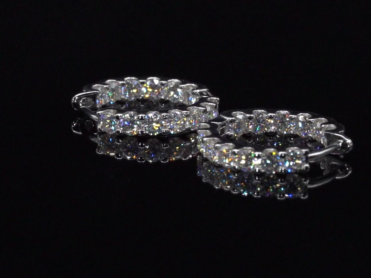 Drehende Glizende Moissanite Ohrringe aus Silber mit vielen großen Steinen