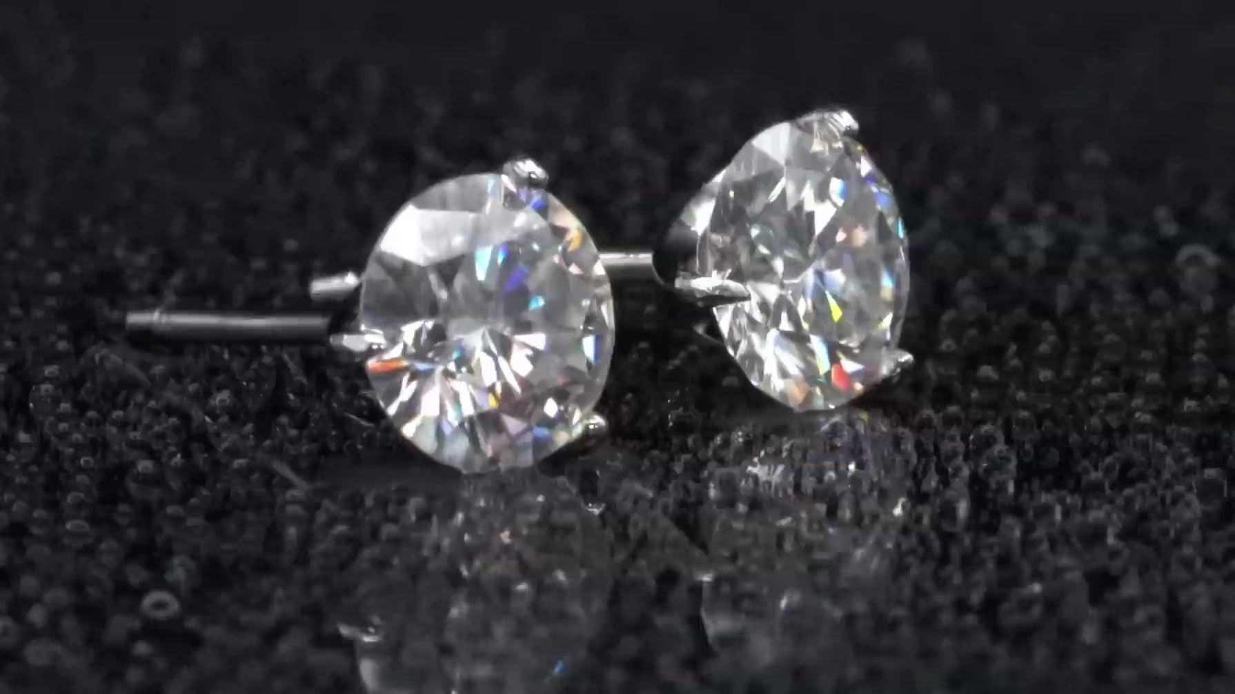 3 Halter Moissanite Ohr stecker mit Funkelnden Lichtblitzen in Sterling Silber gefasst