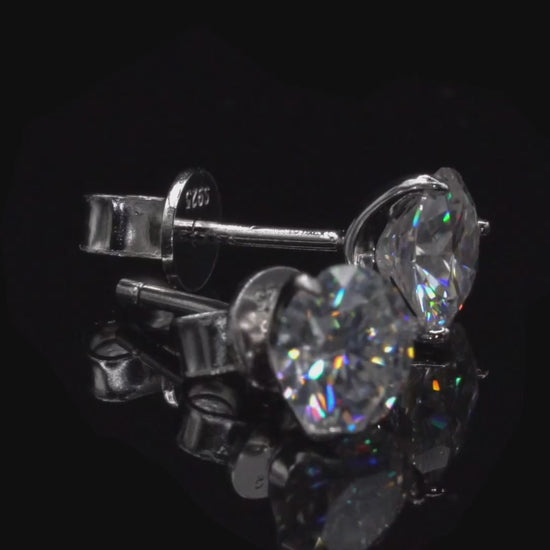 Drehende Moissanite Ohrringe aus ilber mit Stempel und nur 3 Haltern