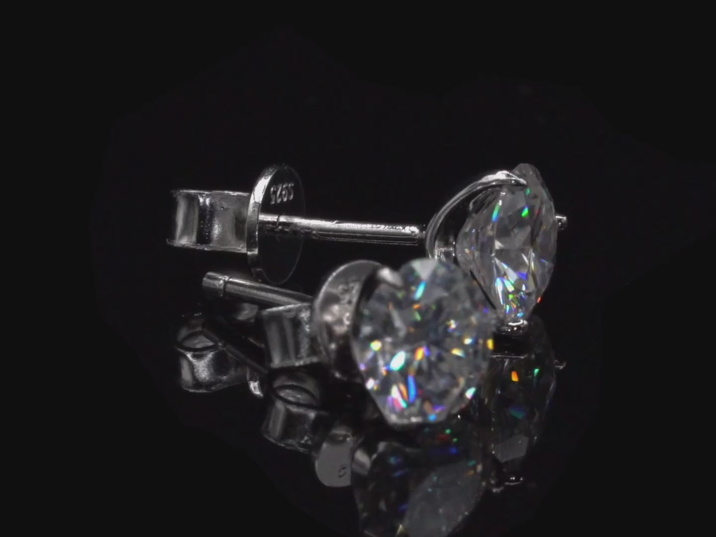Drehende Moissanite Ohrringe aus ilber mit Stempel und nur 3 Haltern