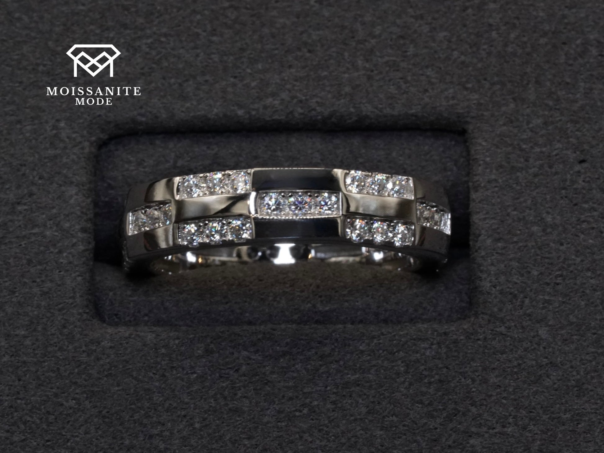 Moissanite Sterling Silber ring mit kleinen Moissaniten und gutem glanz