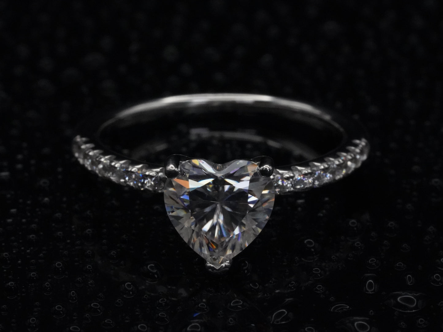 Moissanite Herz Ring Sterling Silber 18k Weißgold Plattiert