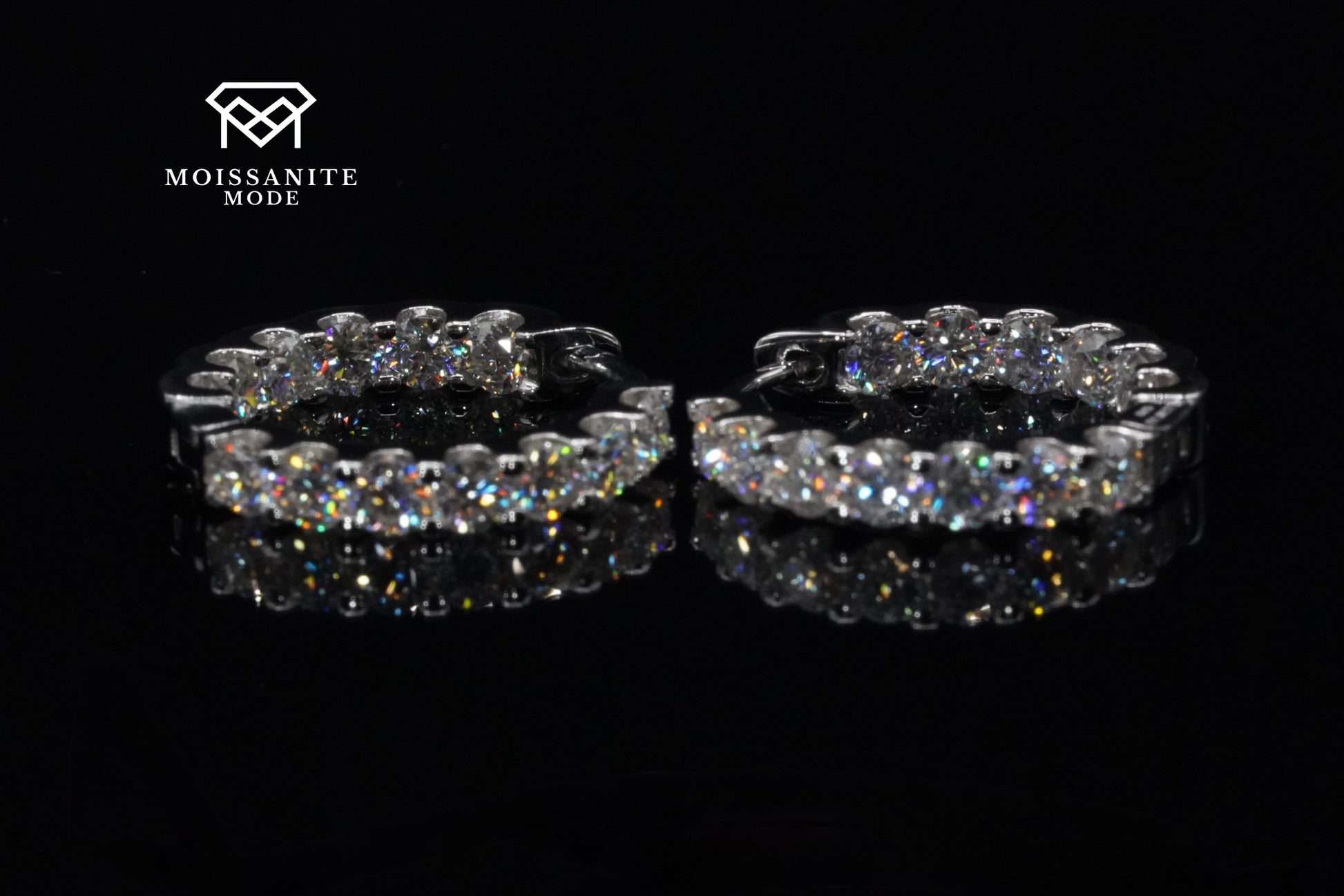 Silber Orringe mit Moissanite Rundund hängend mit 2,6ct und viel feuer 