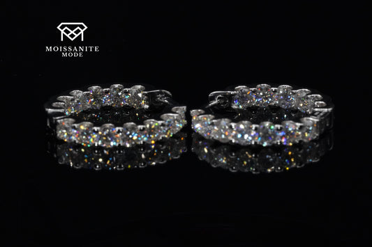 Silber Orringe mit Moissanite Rundund hängend mit 2,6ct und viel feuer 
