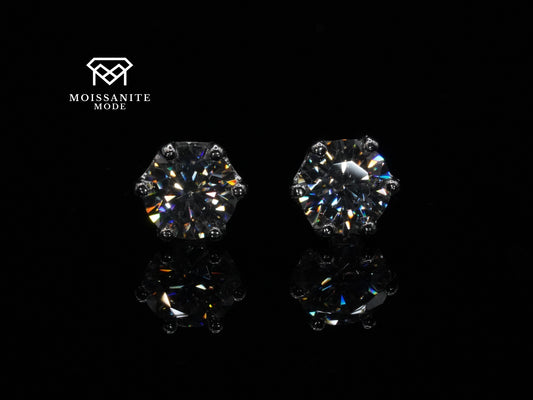 Massive moissanite Ohrringe mit Schraubverschluss und 8 Haltern
